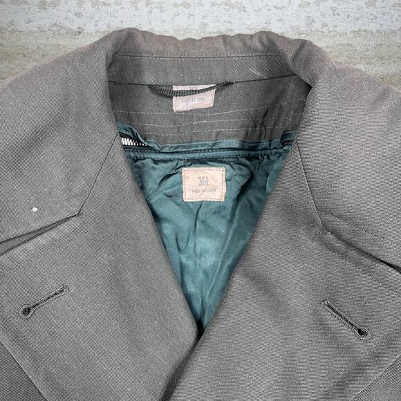 Vintage 90s Military Trench Coat Mens L Button Up Wool 36L - Picture 3 of 6
